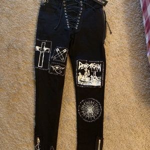 Dollskill stitch bitch lace up pants
